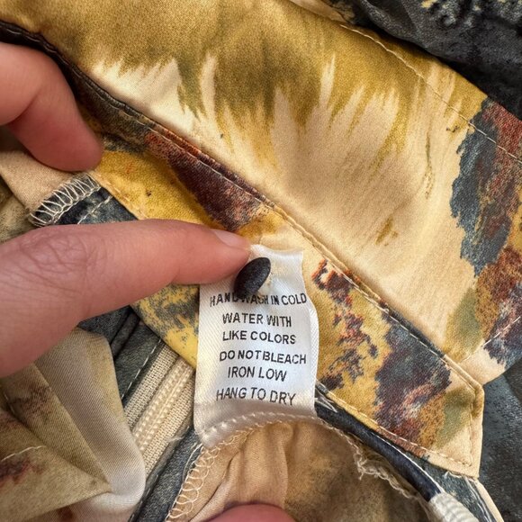 Luxxel Long Sleeve Satin Colorful Wrap Mini Dress Size S Abstract Fall Wedding - Picture 10 of 10